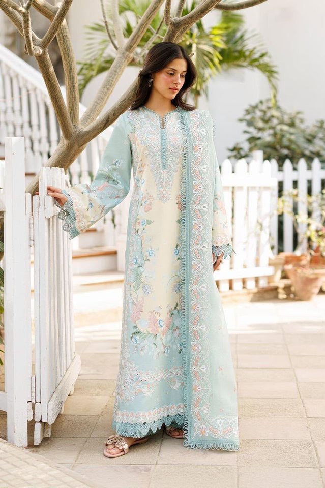 3-piece pastel aqua and ivory outfit