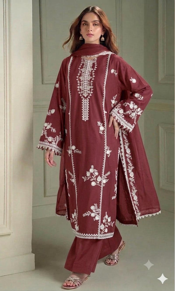 CROSS-STITCH 3 PIECE EMBROIDED LAWN SUIT